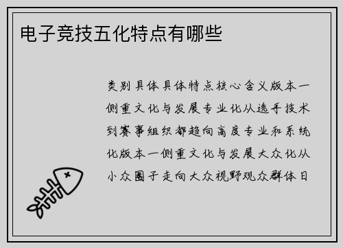 电子竞技五化特点有哪些